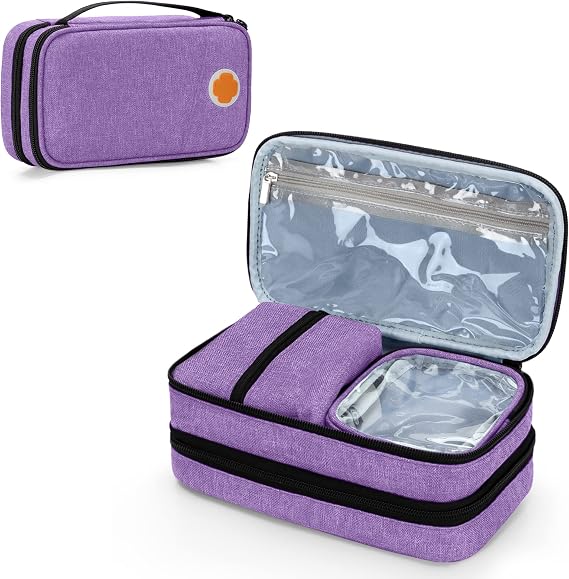 CURMIO Insulated Insulin Cooler Travel Case, Diabetic Supplies Bag, Purple
