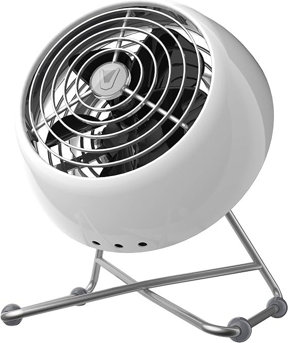 Vornado VFANTM Mini Modern Personal Desk Fan with 2-Speed Control, Adjustable Tilt, Quiet Metal Air Circulator for Office, Bedroom, Dorm, Compact Desktop Cooling Device, Ice White