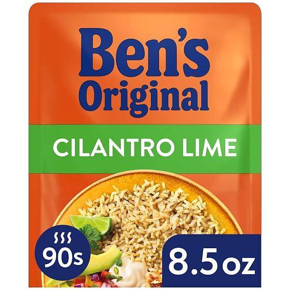 BEN'S ORIGINAL Ready Rice Cilantro Lime Flavored Rice, Easy Dinner Side, 8.5 oz Pouch