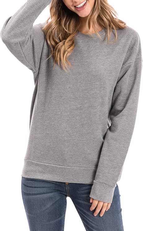 Urban Look Womens Casual Fleece Lined Pullover Sweatshirt with Plus Sizes