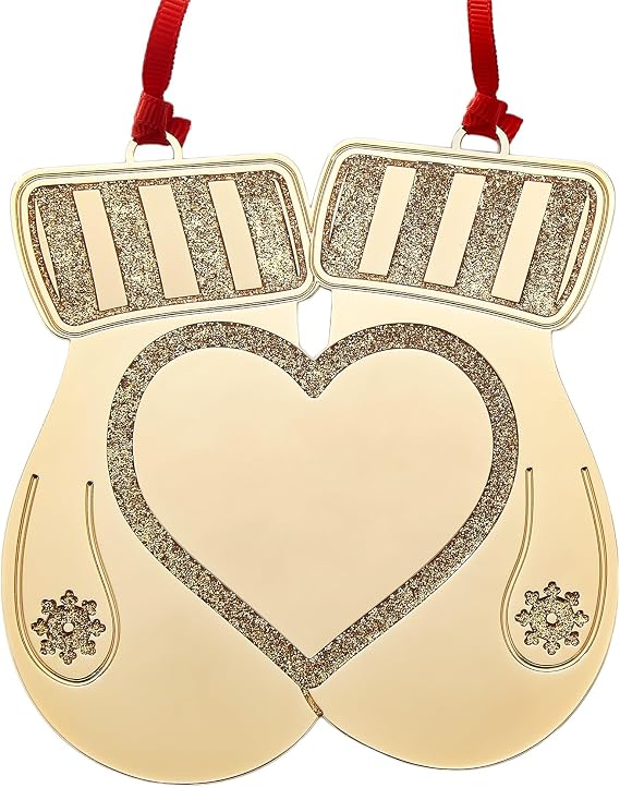 THINGS REMEMBERED Gold Glitter Mittens Ornament
