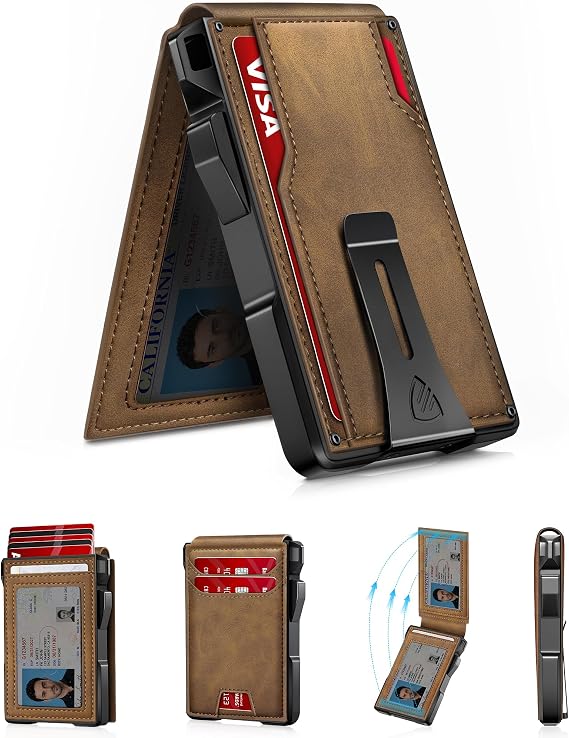 Wallet for Men, Mens Minimalist Wallet 14 Cards, Slim Compact RFID Wallet