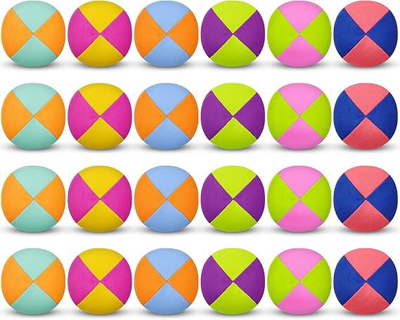 Liliful 24 Pcs 2.56 Inch Footbag Bulk Small Footbag Ball Multicolored Foot Indoor Toy for Kids Adults Teens Beginners Gifts Juggling Playing Games Party Favors (Rainbow,Retro)