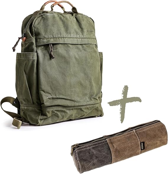 GOOTIUM Canvas Backpack #G2001 & Waxed Pencil Pouch Set