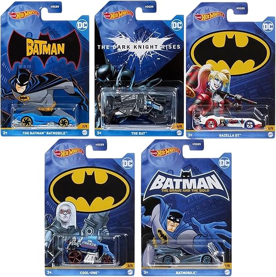 Hot Wheels Batman 2022 Batmobile Complete Set with 5 Diecast Vehicles Mix 3 from HDG89-956C Release