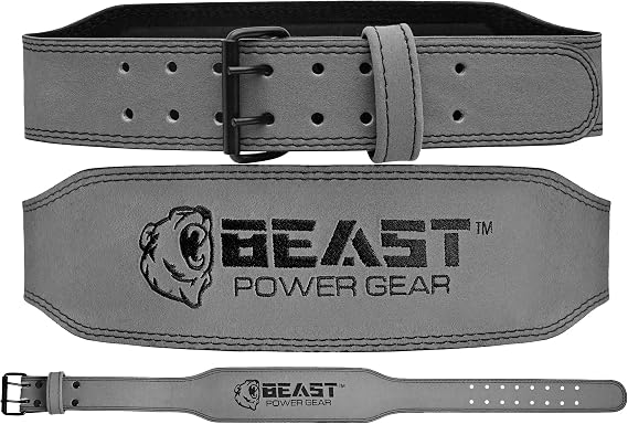 Weight Lifting Belt - 4 Genuine Leather Belts Padded Lower Back Support for Gym Bodybuilding Squat Deadlift Weightlifting Cross Strength Training Men Women Free Wrist Wrap