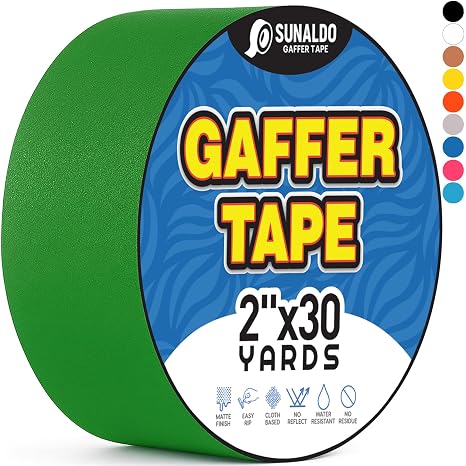 Gaffers Tape (2"x30 yards) Heavy Duty, Easy Rip, No Residue | Green
