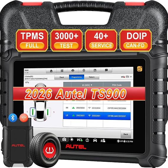 Autel MaxiTPMS TS900, Scanner & TPMS Programming Tool 2-in-1, Upgrade of MK900BT, MK900TS, MS906TS, MX900, MK900, All System Diagnosis, 40+Services CAN FD/DoIP Program Autel MX Sensors