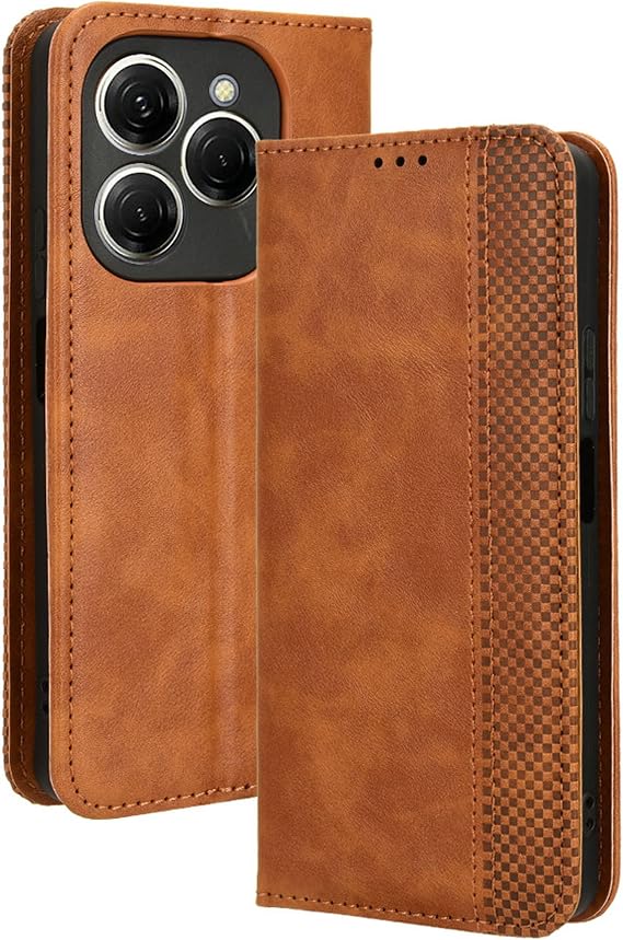 Case Compatible with Tecno Spark 20 Pro 4G, PU Leather flip Cover Compatible with Tecno Spark 20 Pro 4G KJ6 Phone Case brown