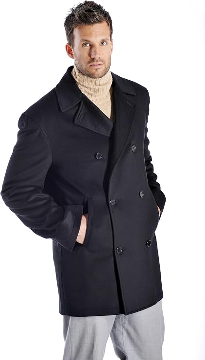 Cashmere Boutique 30% Cashmere/70% Wool Men's Double Breasted Pea Coat