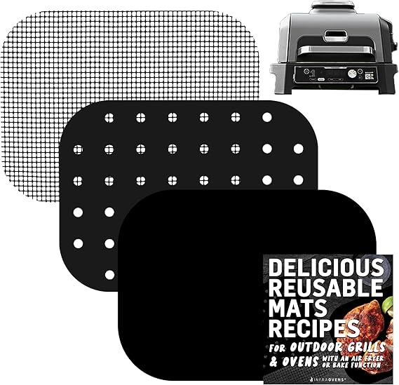 Accessories for Woodfire Outdoor Grill Pro XL, Pro Connect XL, OG800 OG900, Reusable Mats Non-Stick Grill Liners for Wood Fire Electric Air Fryer and Smoker 7-in-1 BBQ, Dishwasher Safe by INFRAOVENS