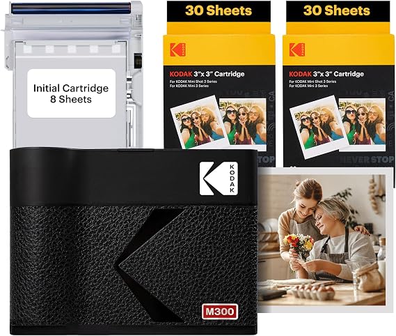 KODAK Mini 3 ERA 4PASS Portable Photo Printer 3x3" Printer + 68 Sheets, Black