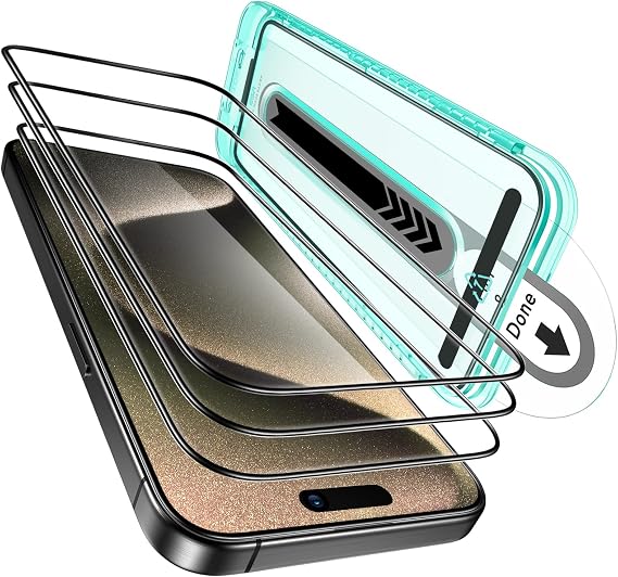 ESR 3 Pack for iPhone 15 Pro Max Screen Protector, FlawlessFit Tray