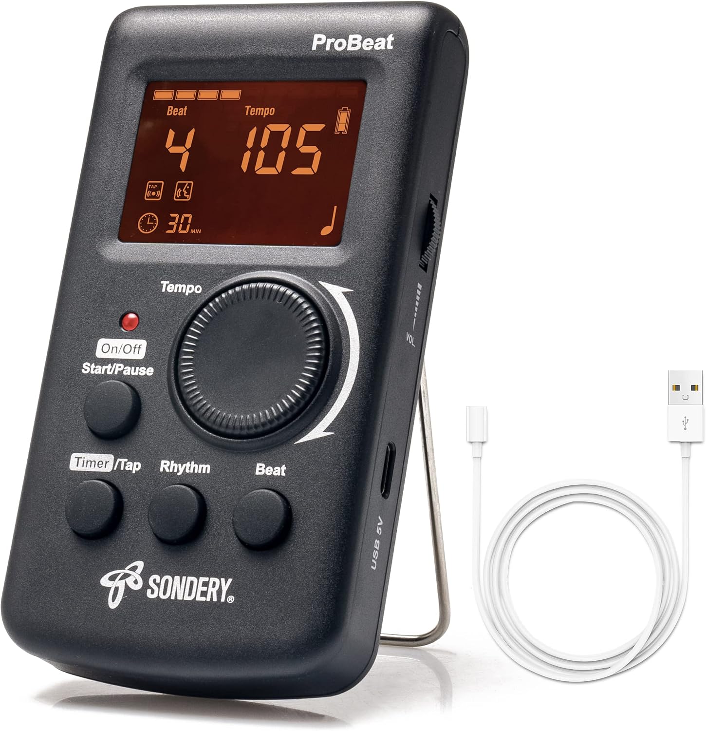 Sondery Electronic Metronome Vocal Loud Digital Guitar Drum 3 Sounds Rechargeable Lithium Battery