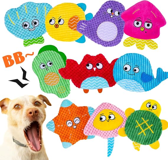 Squeaky No Stuffing Dog Toys 10 Pcs,Crinkle Dog Toys for Small Medium Breed