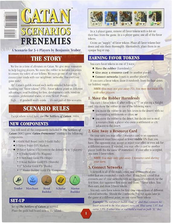CATAN Frenemies SCENARIO EXPANSION - Unleash Friendly Rivalries in CATAN! Strategy Board Game, Family Game for Kids and Adults, Ages 12+, 3-6 Players, 45-90 Minute Playtime, Made by CATAN Studio