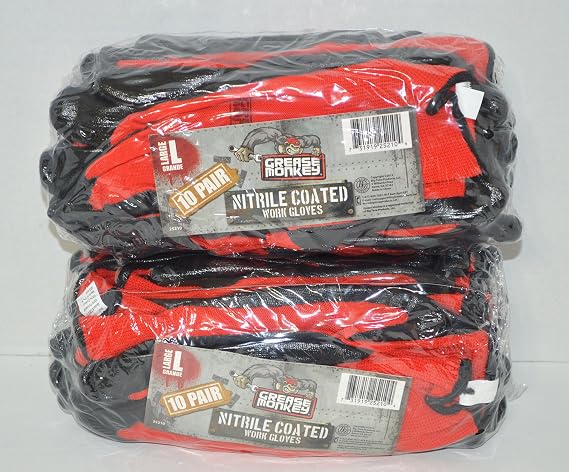 Grease Monkey Nitrile Coated Work Gloves Large 2 Packs