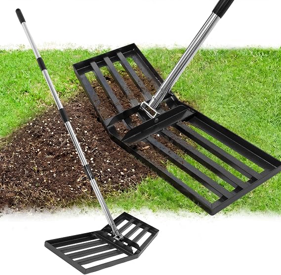 36" x 10" Lawn Leveling Rake, Angled Design Yard Leveler Rake