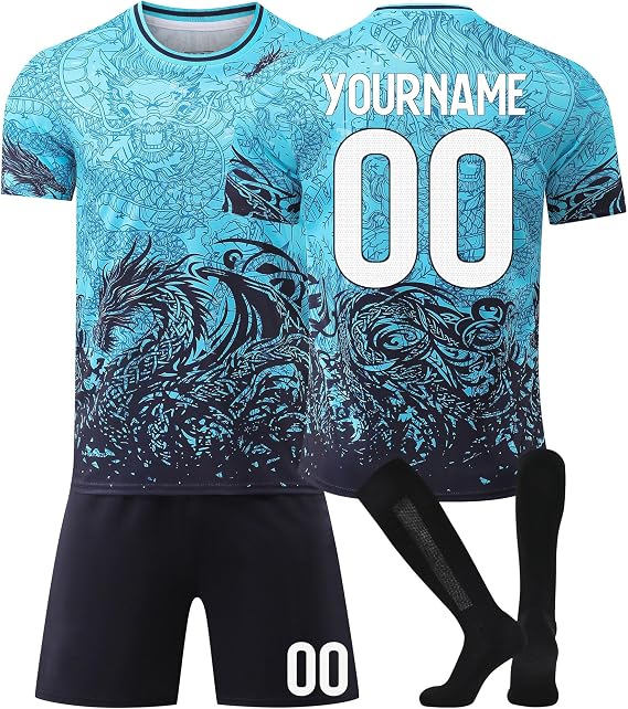 Football Kits for Kids and Adult Personalised Football Shirt Custom Football Jersey Kit with Name Number Shirts Shorts and Socks Set Soccer Tracksuit Kits