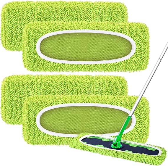 4 Pack Reusable Chenille Mop Pads Fit for Swiffer Sweeper XL