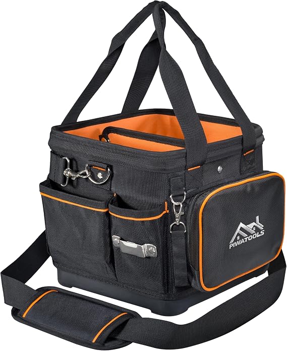 24CM Hard Shell Open-Top Tool Tote Bag with Waterproof Molded Base