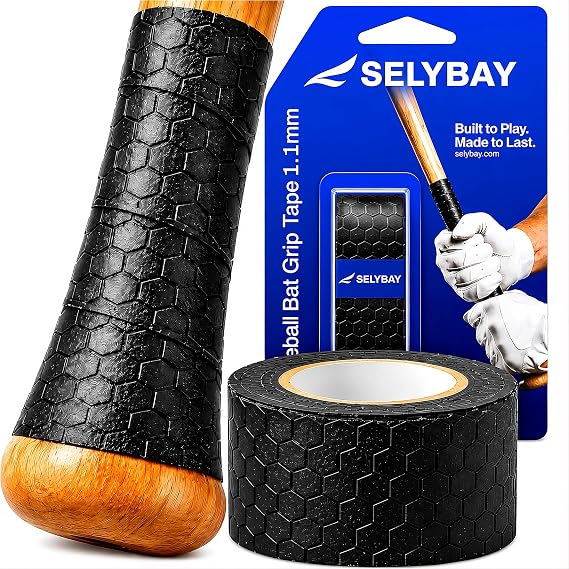 Baseball Bat Grip Tape 1.1mm - Softball Bat Wrap, Stick Grip Tape Black