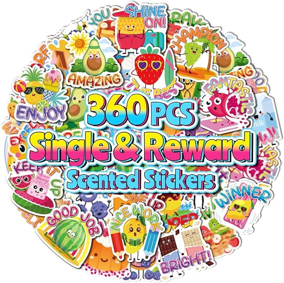 360PCS Scratch and Sniff Stickers, Large Scented Stickers for Kids