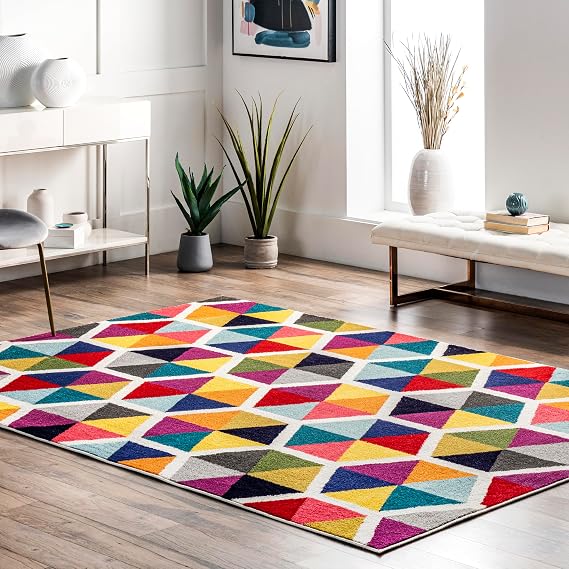 nuLOOM Maris Multicolor Geometric Power Loomed Area Rug, 4'1" x 6'