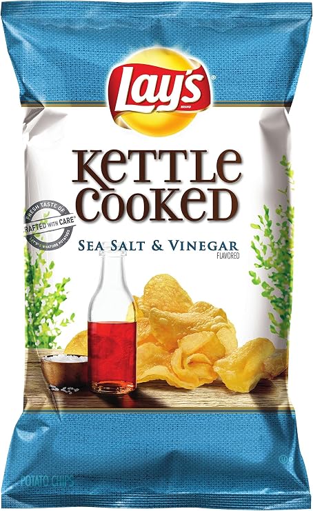 Lay's Kettle Cooked Salt & Vinegar Flavored Potato Chips - 8oz Parallel Import