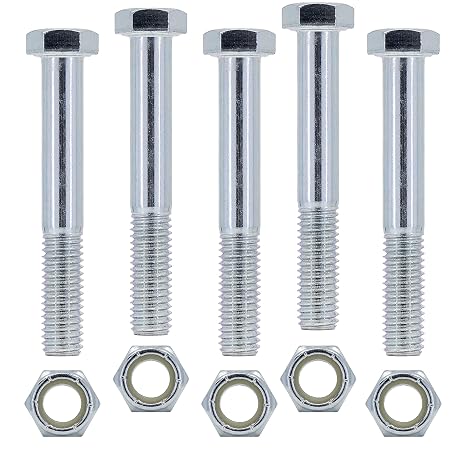 Grade 5 Shear Bolts for Rotary Cutters 1/2" x 3-1/2" with Nylock Nuts - 5 Pack