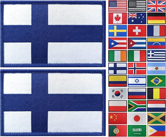 JBCD 2 Pack Finland Flag Patch Finnish Flags Tactical Patch Pride Flag Patch for Clothes Hat Patch Team Military Patch