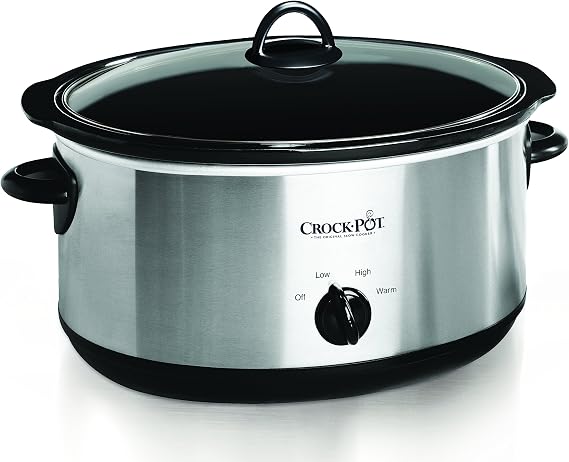 Crock-Pot Large 8 Quart Oval Manual Slow Cooker, Stainless Steel SCV800-S