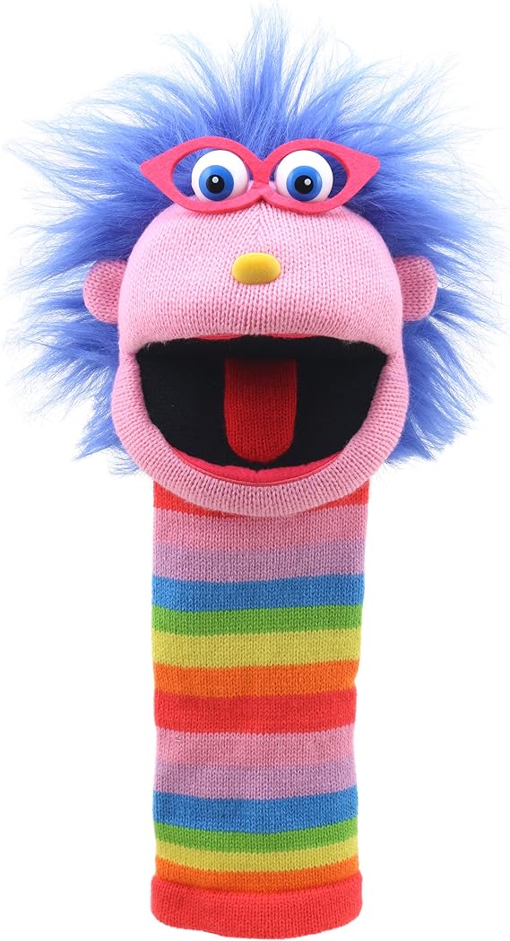 The Puppet Company - Gloria Sockettes Hand Puppet - Knitted Glove Puppets for Kids & Adults, Interactive Toy with Squeaker, Fun Puppets Show Theatre for Children & Toddlers, 38 cm