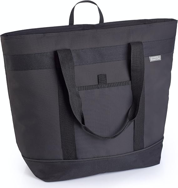 Jumbo Insulated Cooler Bag - Heavy Duty Soft Insulated Grocery Bag (Black)