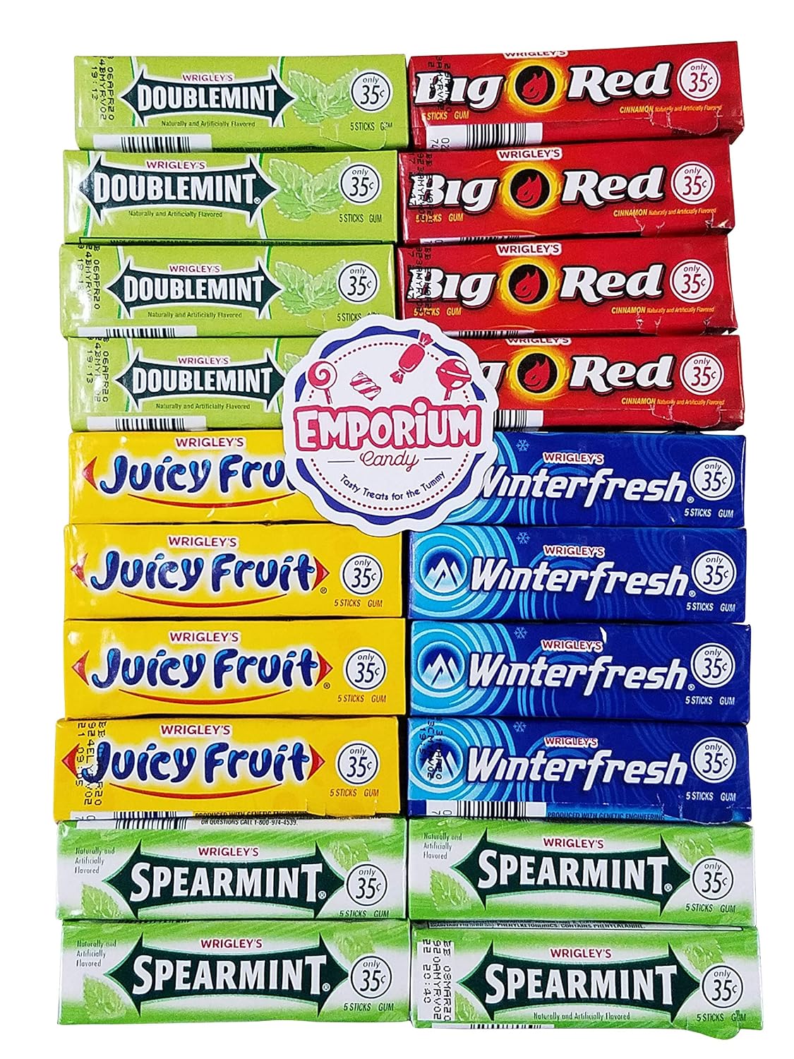 Double Mint, Spearmint, Juicy Fruit, Big Red, Winterfresh Chewing Gum - 4 Packs of Each - Fresh Variety Assortment 20 Total Packs of Gum