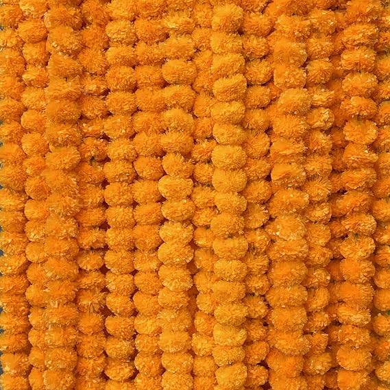 5 PC - 5 feet Marigold Garland |Indian/American Wedding Party Mantle Decoration, Faux Garlands Wedding Garland, Diwali Decoration, Spring Bush Floral!