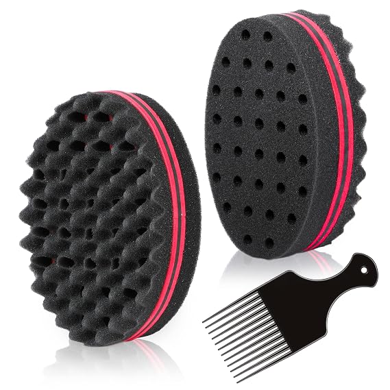 Magic Twist Hair Sponge, Barber Hair Brush Sponge, Styling Tool For Afro Curl, Coils, Dreadlocks (2 PACK)