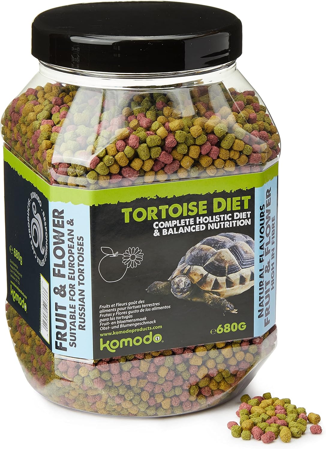 Komodo Complete Holistic Tortoise Diet Fruit and Flower 680 g, Balanced food for Tortoises, Natural Flavoured Tortoise Food
