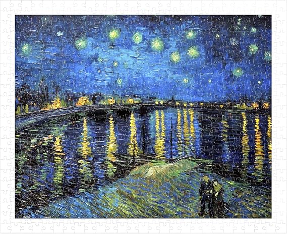 Pintoo Jigsaw Puzzles 500 Piece for Adults - Vincent Van Gogh - Starry Night Over the Rhone, 1888 Beautiful Plastic Puzzle for Home Decor Zero Dust Easy Storage [H1760]