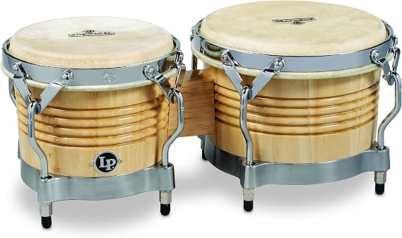 Latin Percussion M201-AWC LP Matador Wood Bongos - Natural/Chrome 8.625-inch