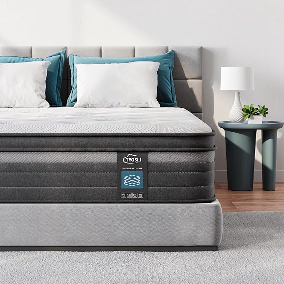 TeQsli Double Mattress 4FT6, 10 Inch Pocket Sprung Mattress in a Box