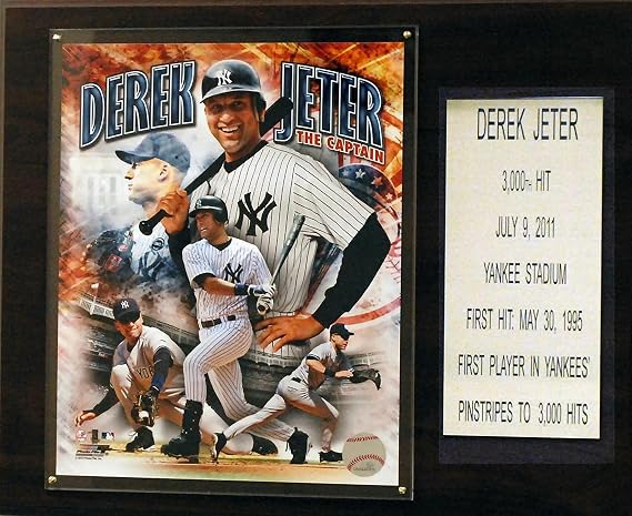 MLB New York Yankees Derek Jeter Last Hit Plaque, 12 x 15-Inch, Brown