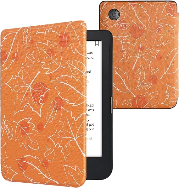 kwmobile Case Compatible with Kobo Clara 2E / Tolino Shine 4 Case - eReader Cover - Autumn White/Orange/Brown