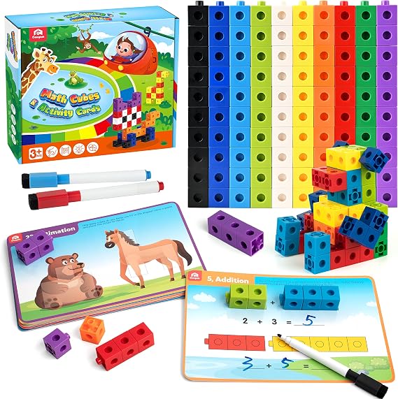 Coogam Math Cubes, Manipulative Number Counting Blocks for Ages 3+