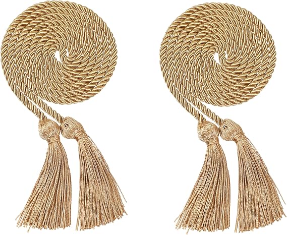 2Pcs/ 6Pcs Graduation Solid Braided Honor Cords with Tassel for High School Bachelor Master Doctor 68" Long (2, Antique Gold-H24)