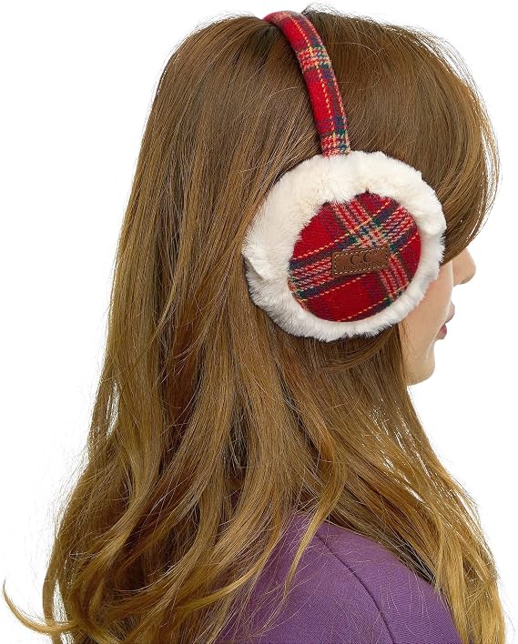 C.C Exclusives Tartan Check Earmuff with Faux Fur(EM-2339)(EM-3661)