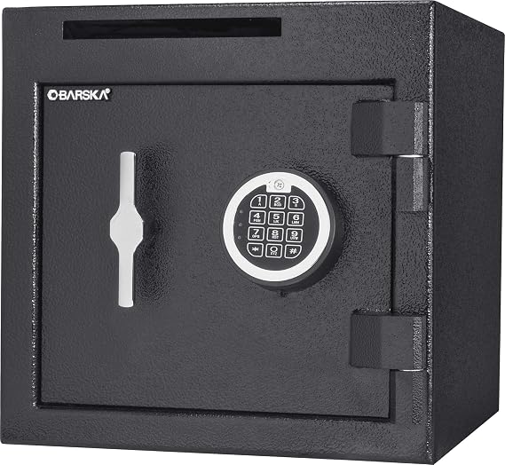 BARSKA 1.12 Cu Ft Slot Depository Safe Steel Drop Safe with Anti-Fishing Slot, Digital Keypad, 3 Locking Bolts for Cash Handling, Business, Home or Office Security