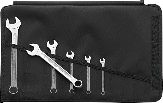 Stahlwille 96400813 Combination Wrench, Ring Head Angled at 15 Degree, Chrome Alloy Steel, Chrome Plated, Has Anti Slip Drive, Set of 6