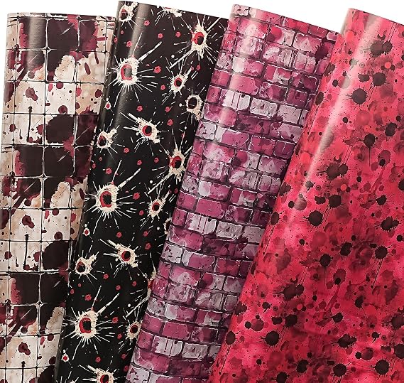 WRAPAHOLIC Bloody Halloween Wrapping Paper - 12 Sheets Blood Splatter Wrapping Paper Folded Flat for Halloween Deco, Holiday, Party - 19.7 Inch x 27.5 Inch Per Sheet