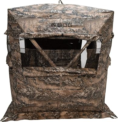 BOG Prevail Ground Blind with 360 Window, UV Protection, Sitting Height, Camo, for Hunting, Shooting, and Outdoors